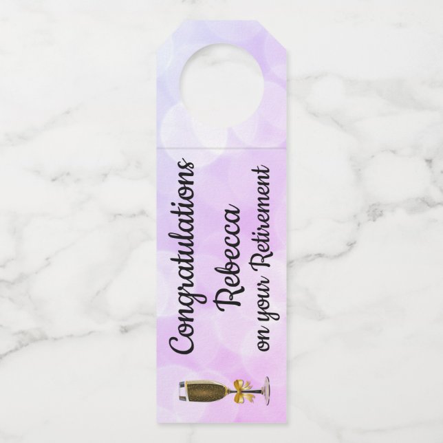 Personalised Retirement design Bottle Hanger Tag (Front)