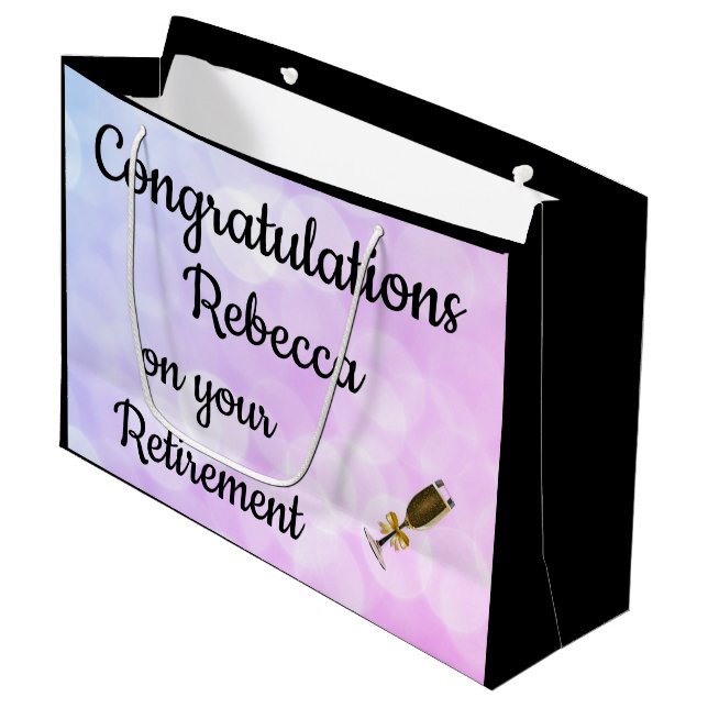 Personalised Retirement design Large Gift Bag (Front Angled)