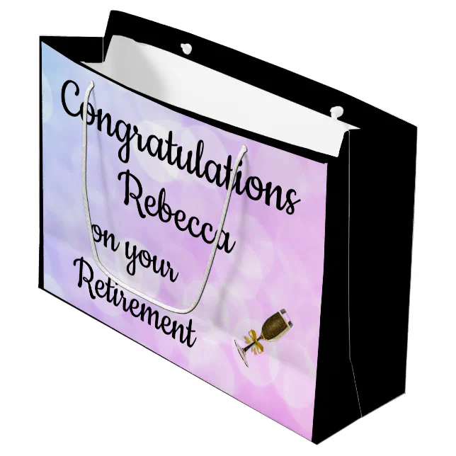 Personalised Retirement design Large Gift Bag Zazzle