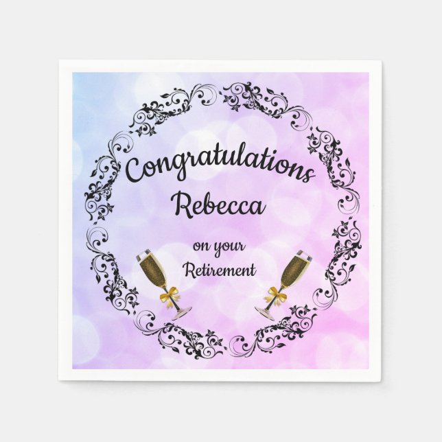 Personalised Retirement design Napkins (Front)