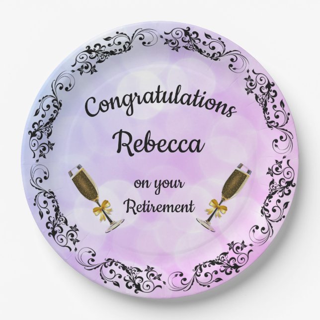 Personalised Retirement design Paper Plates (Front)