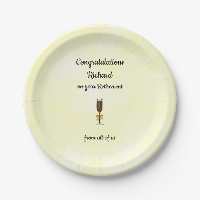 Personalised Retirement design Paper Plates (Front)