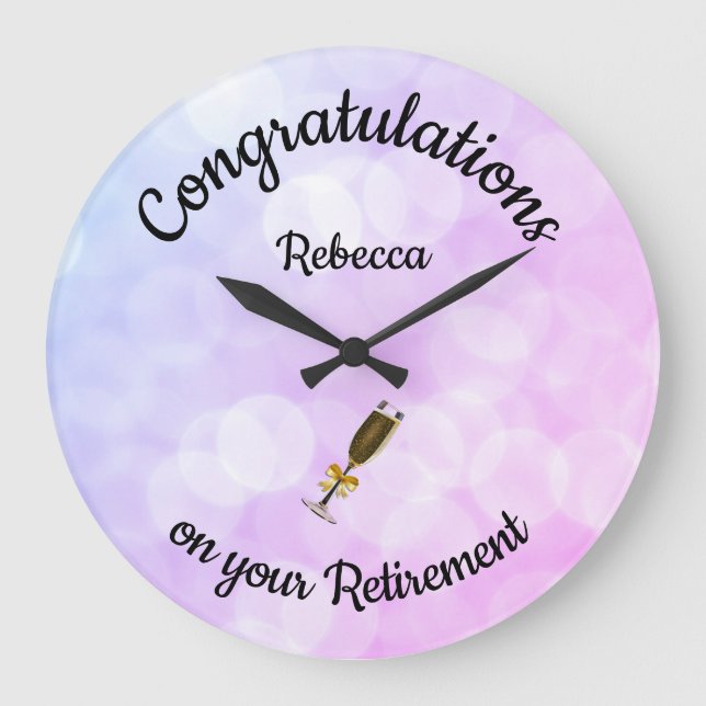 Personalised Retirement Gift Large Clock (Front)
