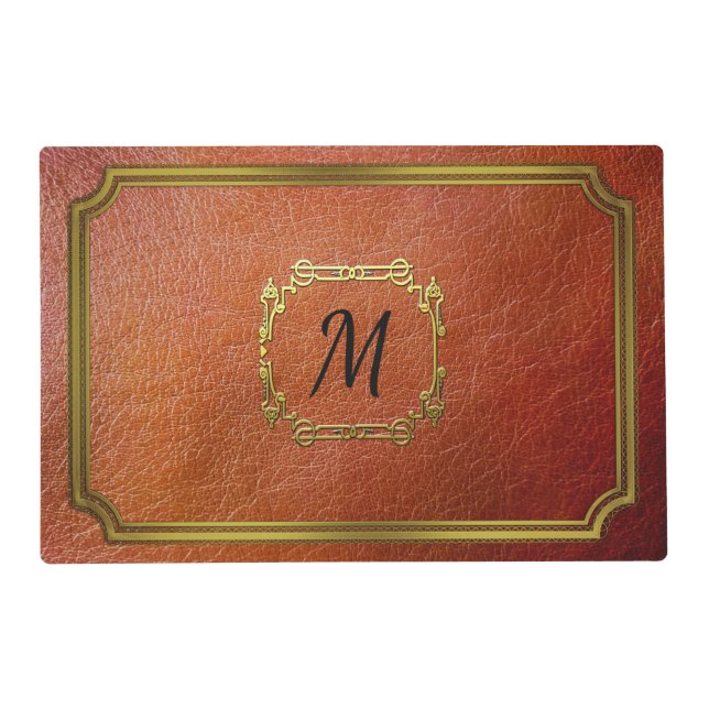 Personalised Reversible Brown Faux Leather Placemat (Front)
