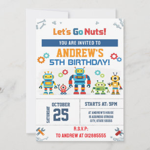 Personalised Robot Birthday Invitation