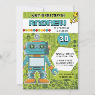 Personalised Robot Birthday Party Invitation