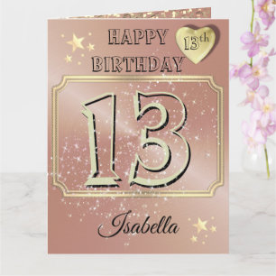 Personalised Rose Gold Girls 13th Birthday Card