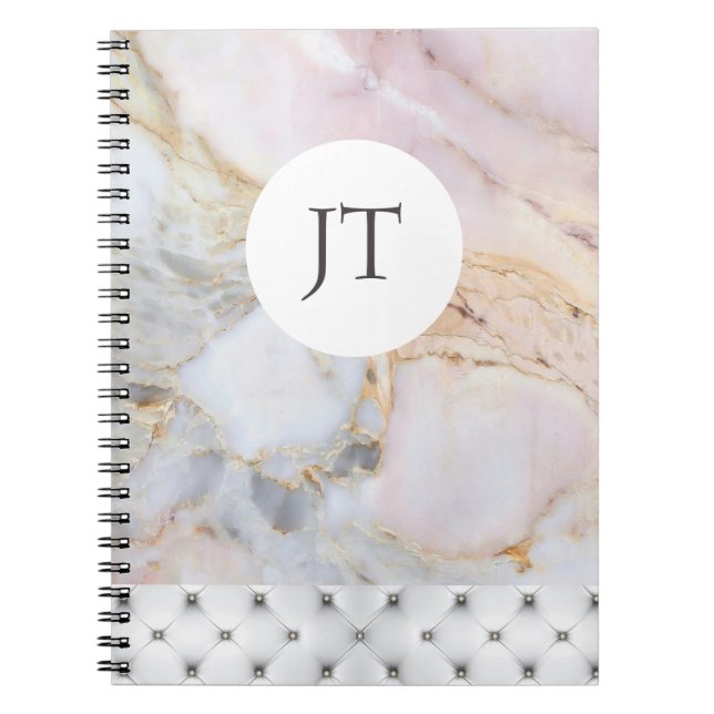 Personalised Rose Gold Grey Marble Notebook (Front)