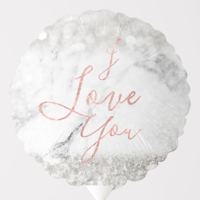 Personalised Rose Gold Marble I Love You Balloon (Front)