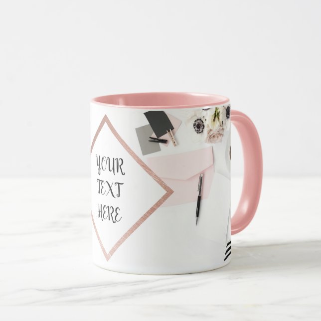 Personalised Rose Gold Modern Design Mug (Front Right)