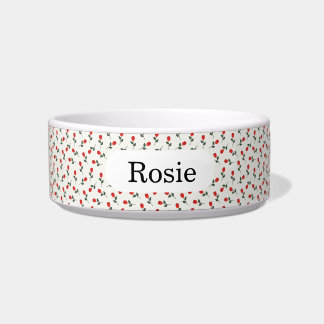PERSONALISED ROSES FLORAL DOG CAT PATTERN BOWL