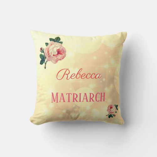 Personalised Roses Matriarch Mother Throw Pillow