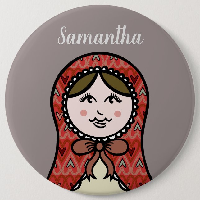 Personalised Russian Doll Matryoshka Button Badge (Front)