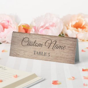 Personalised Rustic Wooden Wedding Name Folding Table Tent
