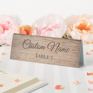 Personalised Rustic Wooden Wedding Name Folding Table Tent