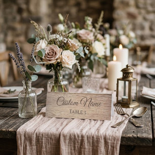 Personalised Rustic Wooden Wedding Name Folding Table Tent