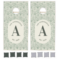 Personalised Sage Green Monogram Elegant Art Deco