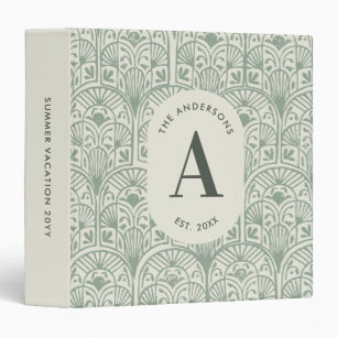 Personalised Sage Green Monogram Elegant Family 3 Ring Binder