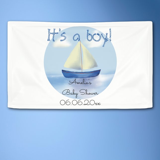Personalised Sailboat Boys Baby Shower Banner (Creator Uploaded)