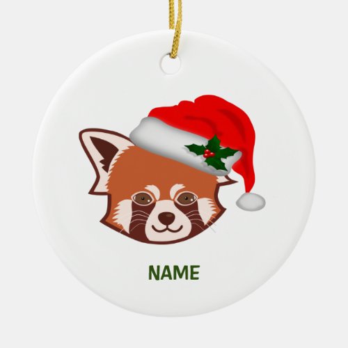 Personalised Santa Red Panda Christmas Ornament