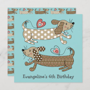 Personalised Sausage Dog Dachshund Birthday Invite