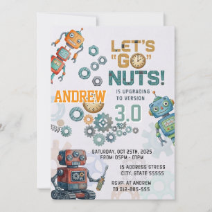 Personalised science robots birthday party invitation