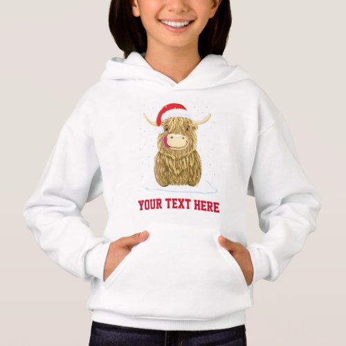 Personalised Scottish Highland Cow In The Snow Hoodie