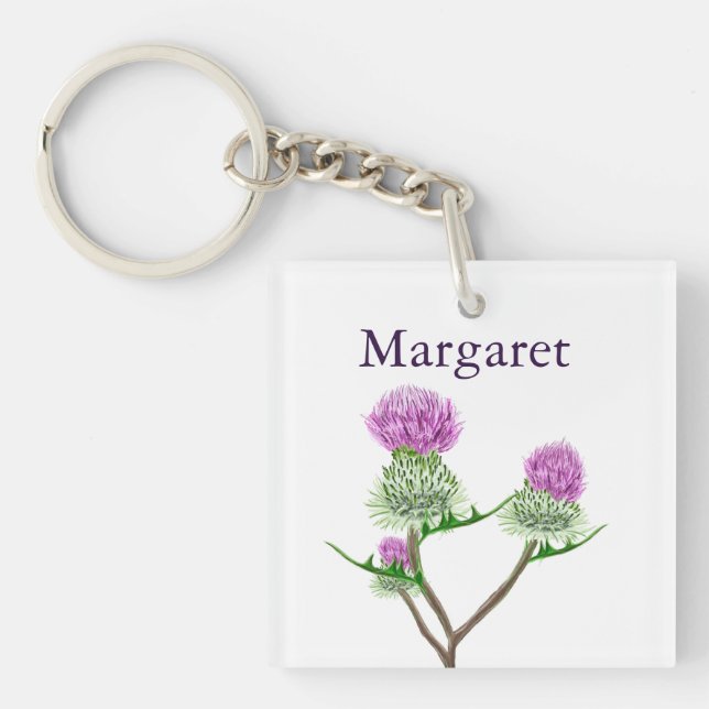 Personalised Scottish Thistle Keychain (Front)
