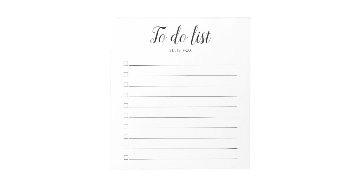 personalised script checkbox to do list notepad zazzlecom