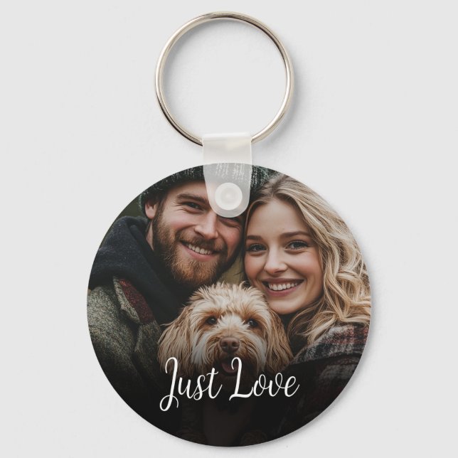 Personalised Script Message Couple Photo Keychain (Front)