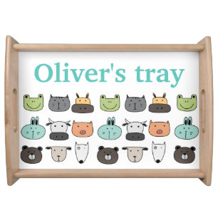 Personalised Serving Tray - Farm Animal Faces