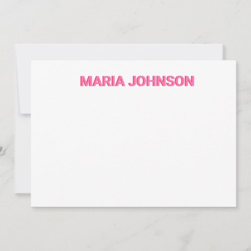 Personalised Shadow Monogram Initial Pink Note Card