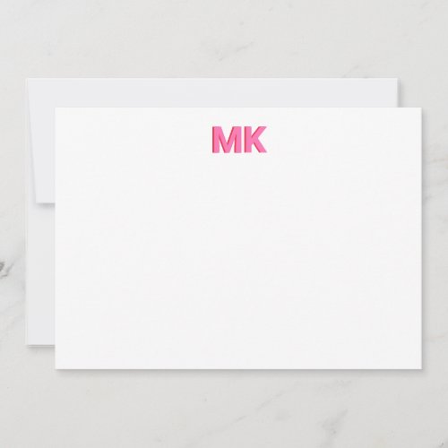 Personalised Shadow Monogram Initial Pink Note Card