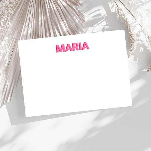 Personalised Shadow Monogram Initial Pink Note Card