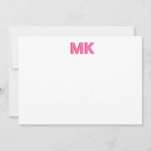 Personalised Shadow Monogram Initial Pink Note Card