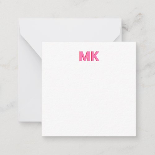 Personalised Shadow Monogram Initial Pink Note Card