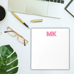 Personalised Shadow Monogram Initial Pink Notepad
