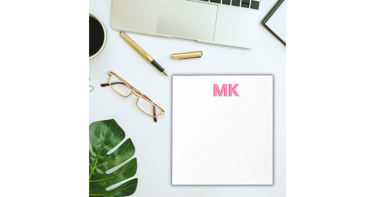 Personalised Shadow Monogram Initial Pink Notepad | Zazzle