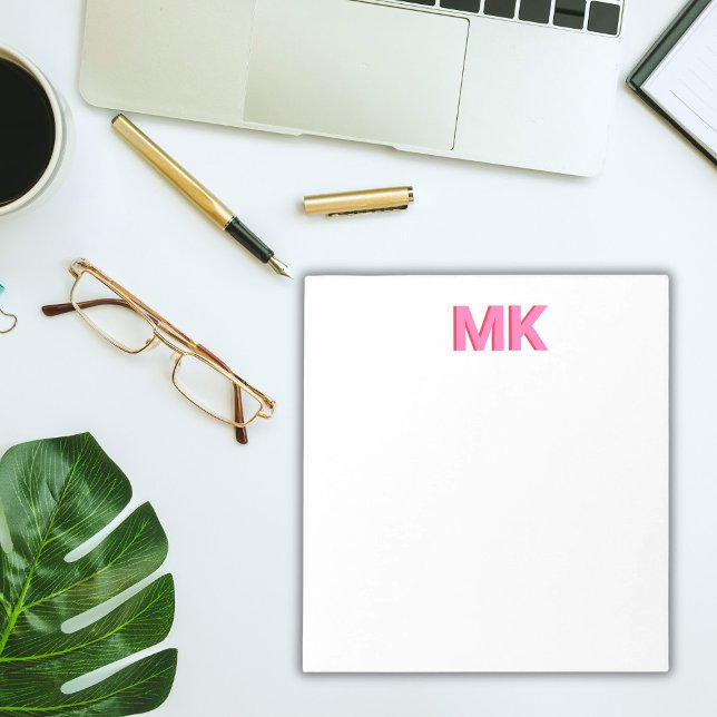 Personalised Shadow Monogram Initial Pink Notepad (Creator Uploaded)