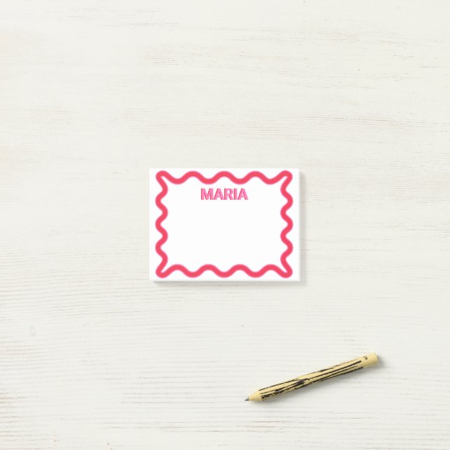 Personalised Shadow Monogram Initial Pink Post-it Notes (On Desk)