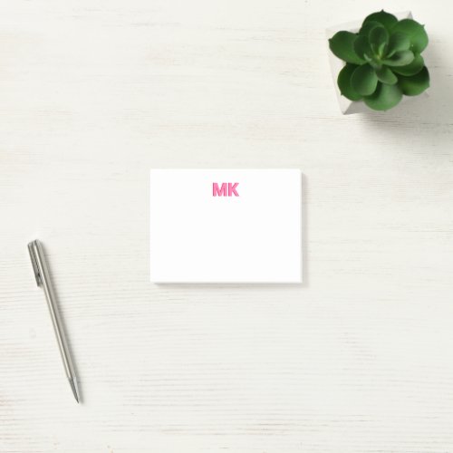 Personalised Shadow Monogram Initial Pink Post_it Notes