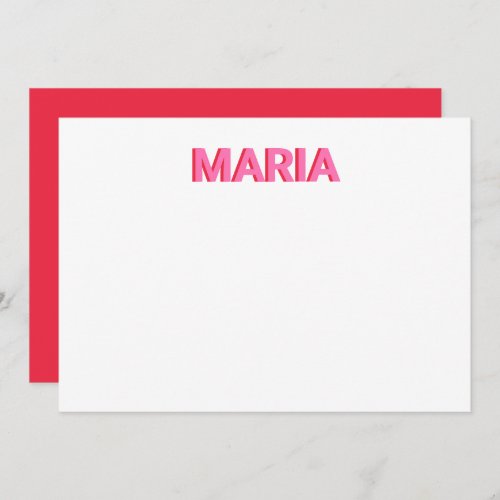 Personalised Shadow Monogram Initial Pink Thank You Card