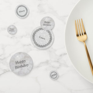 Personalised Silver gray 90th birthday Confetti