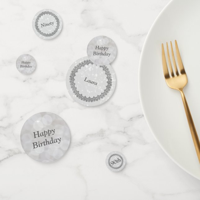Personalised Silver gray 90th birthday Confetti (Group)