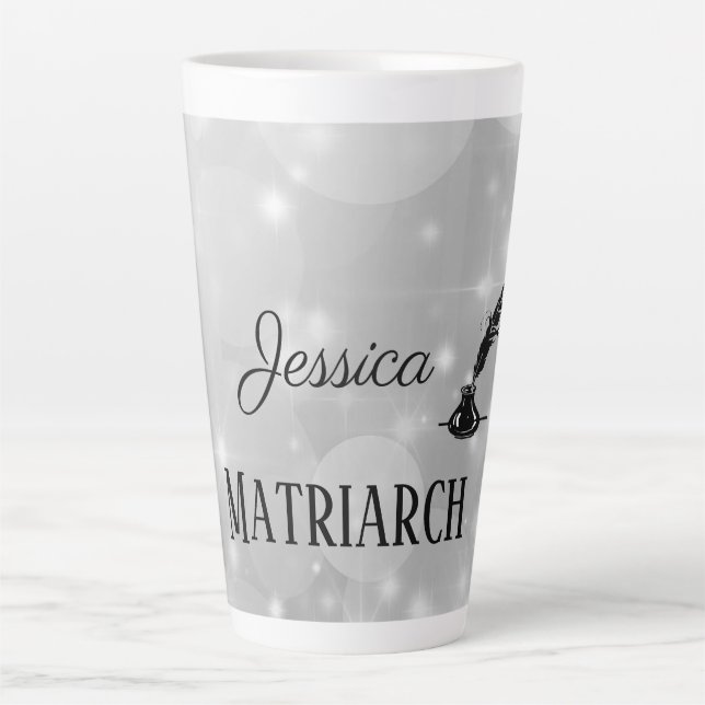 Personalised Silver Inkpot Matriarch Mother Latte Mug (Front)