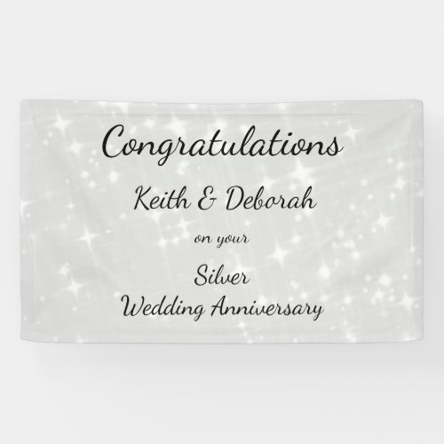 Personalised Silver Wedding Anniversary Banner