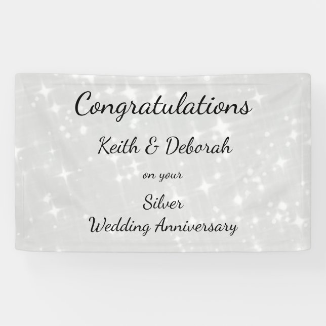 Personalised Silver Wedding Anniversary Banner (Horizontal)