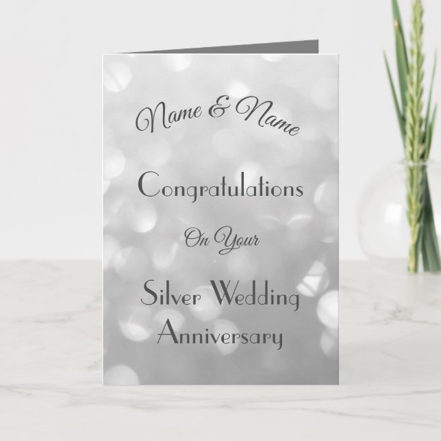 Personalised Silver Wedding  Anniversary Greeting Card (Front)