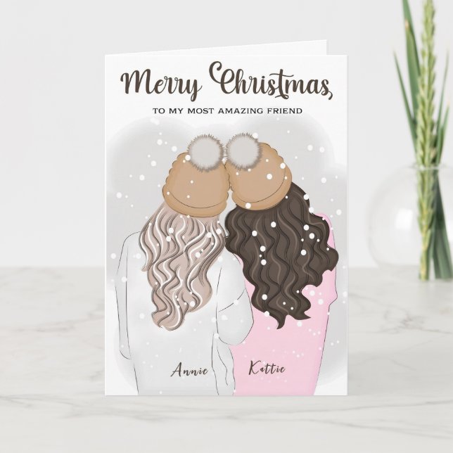 Personalised Simple Best Friend Bestie Girlie Xmas Card (Front)