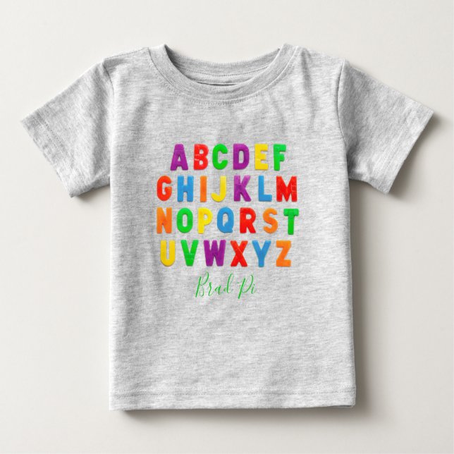 personalised simple early learning ABC Baby T-Shirt (Front)